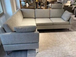 Brühl Ecksofas|Polstergruppe Alba System 45528 45517 Stoff 2480 45 Grau Winkelfuß Verchromt Glänzend Mit Kissen