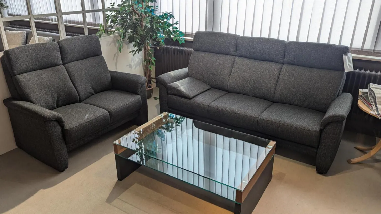 Arco Polstergruppen|Polstergruppe Arnheim Stoff Grit 5407 121 Anthrazit 3-2-1 Mit Keillkissen