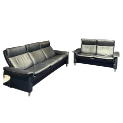 Stressless Polstergruppen|Polstergruppe Aurora Leder Paloma Black Schwarz Füße Aluminium Verchromt Matt
