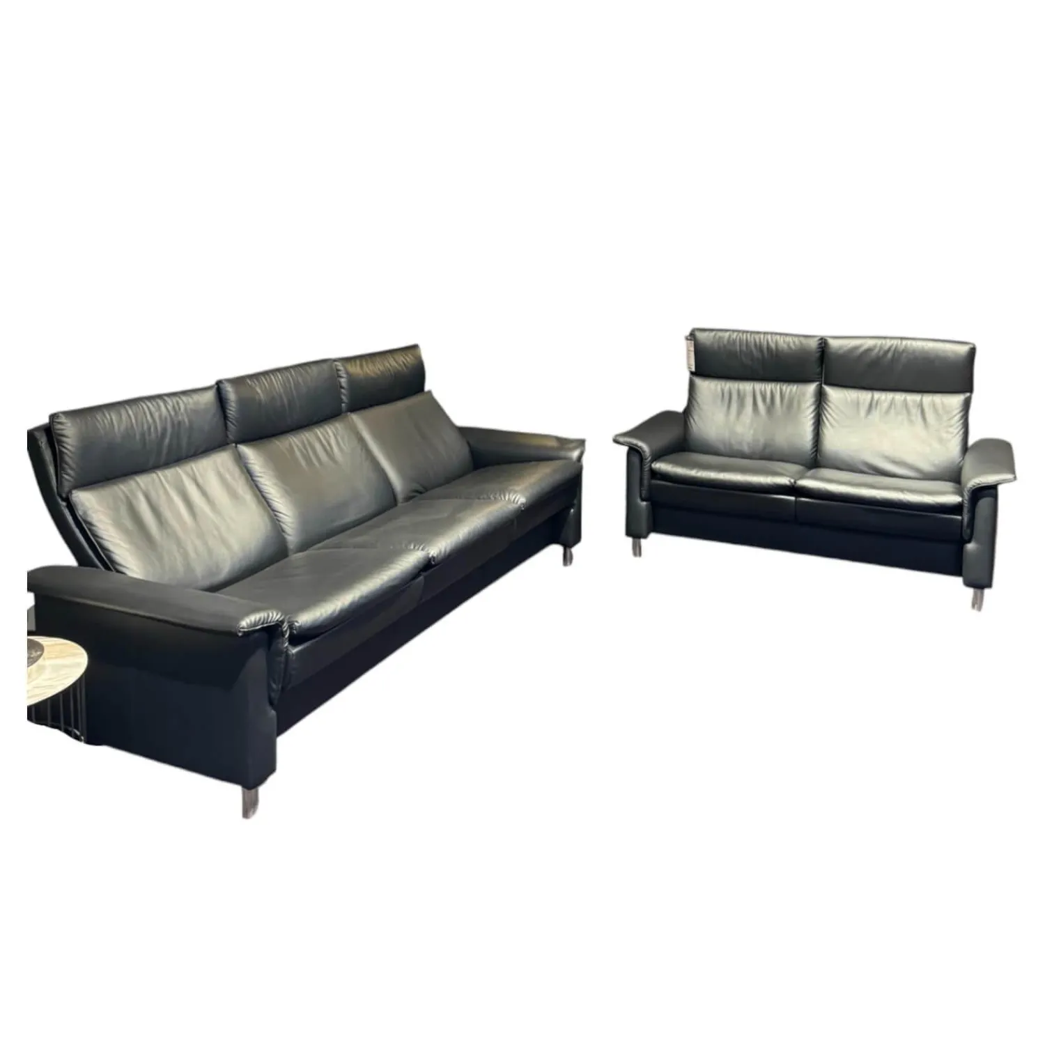 Stressless Polstergruppen|Polstergruppe Aurora Leder Paloma Black Schwarz Füße Aluminium Verchromt Matt