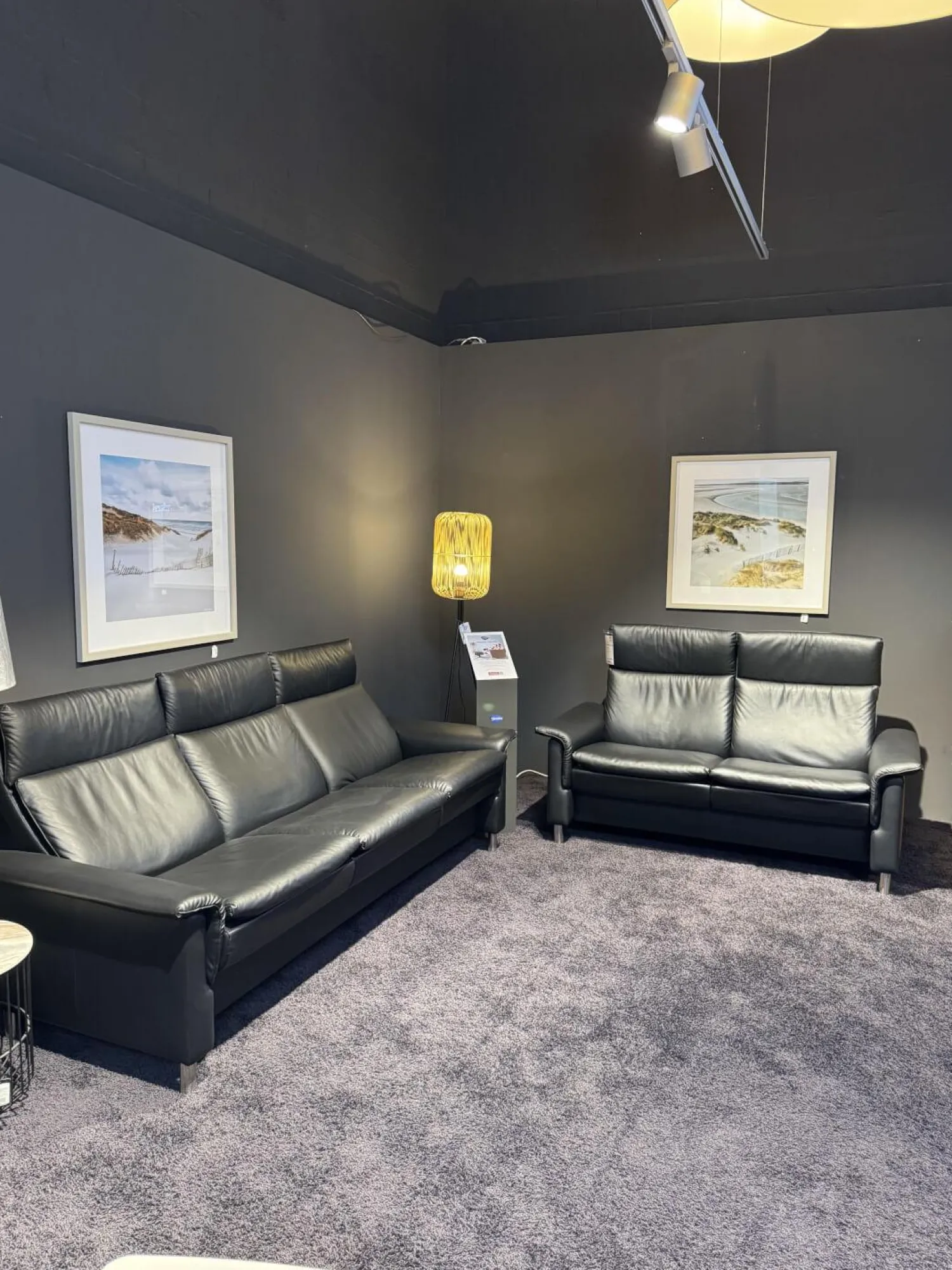 Stressless Polstergruppen|Polstergruppe Aurora Leder Paloma Black Schwarz Füße Aluminium Verchromt Matt