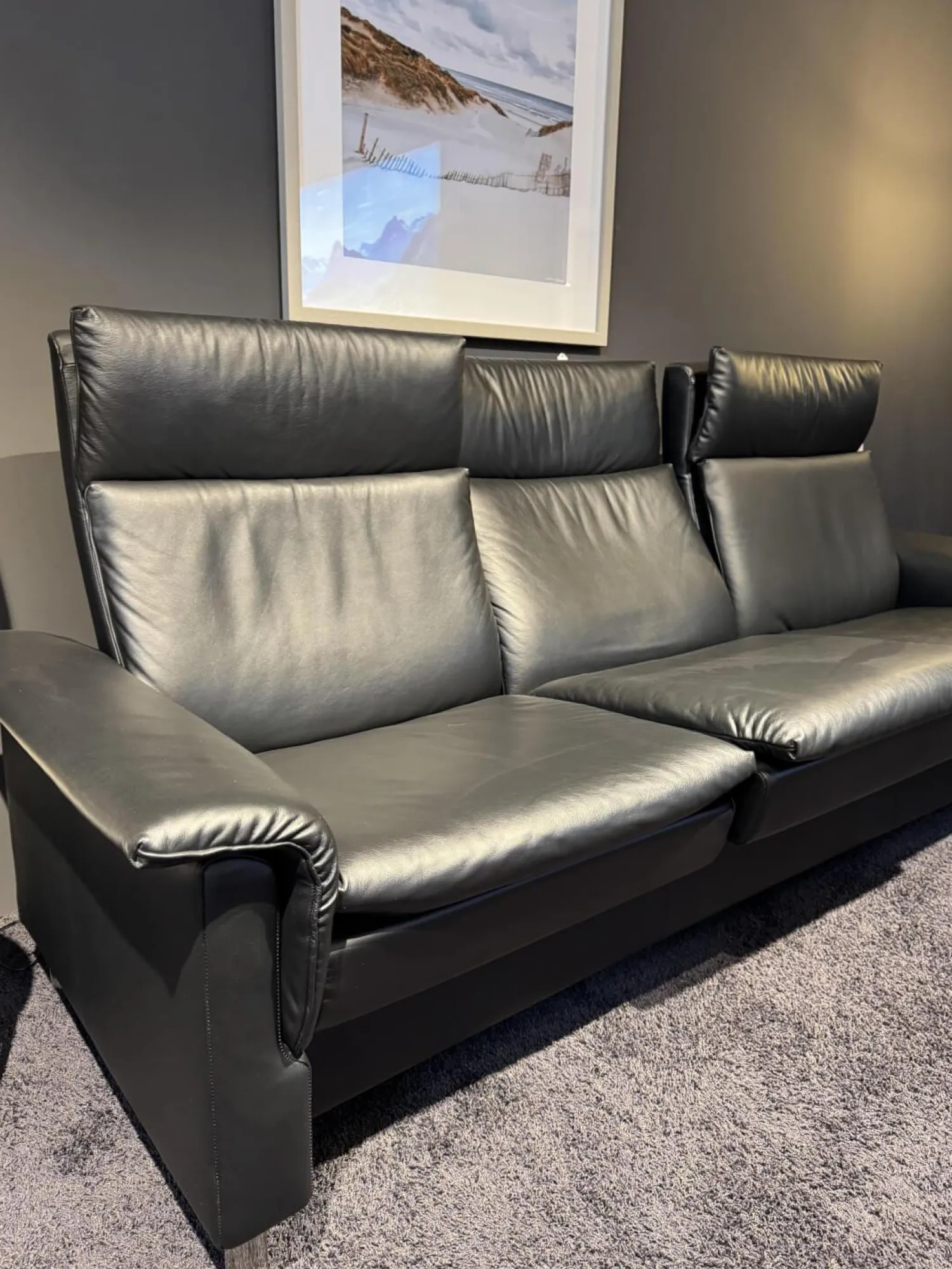 Stressless Polstergruppen|Polstergruppe Aurora Leder Paloma Black Schwarz Füße Aluminium Verchromt Matt