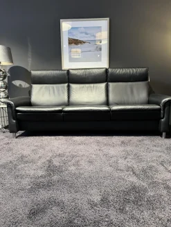 Stressless Polstergruppen|Polstergruppe Aurora Leder Paloma Black Schwarz Füße Aluminium Verchromt Matt