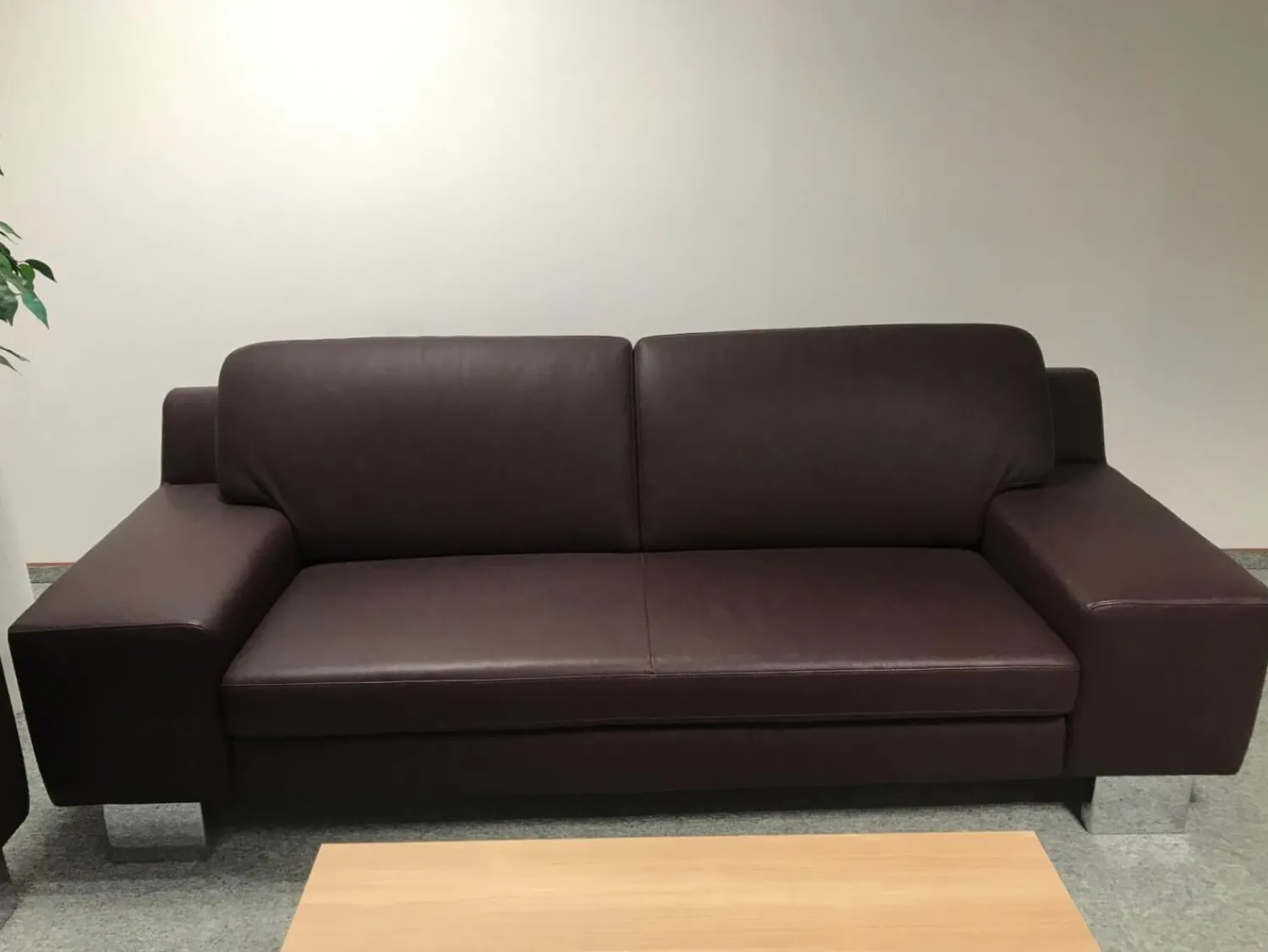 W. Schillig Polstergruppen|Polstergruppe Bezug Leder Rotbraun Metallfüße Chrom Glänzend Mit Kopfstütze Ohne Couchtisch