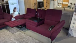 Carina Polstergruppen|Polstergruppe Caro Stoff Trend Bordeaux Rot Metallfüße Schwarz Mit Tisch Buche Schwarz Und LED Lampe