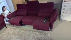 Carina Polstergruppen|Polstergruppe Caro Stoff Trend Bordeaux Rot Metallfüße Schwarz Mit Tisch Buche Schwarz Und LED Lampe