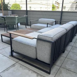 Talenti Loungemöbel|Polstergruppe Casilda Stoff Mokka Grey Grau Gestell Edelstahl Schwarz Pulverbeschichtet