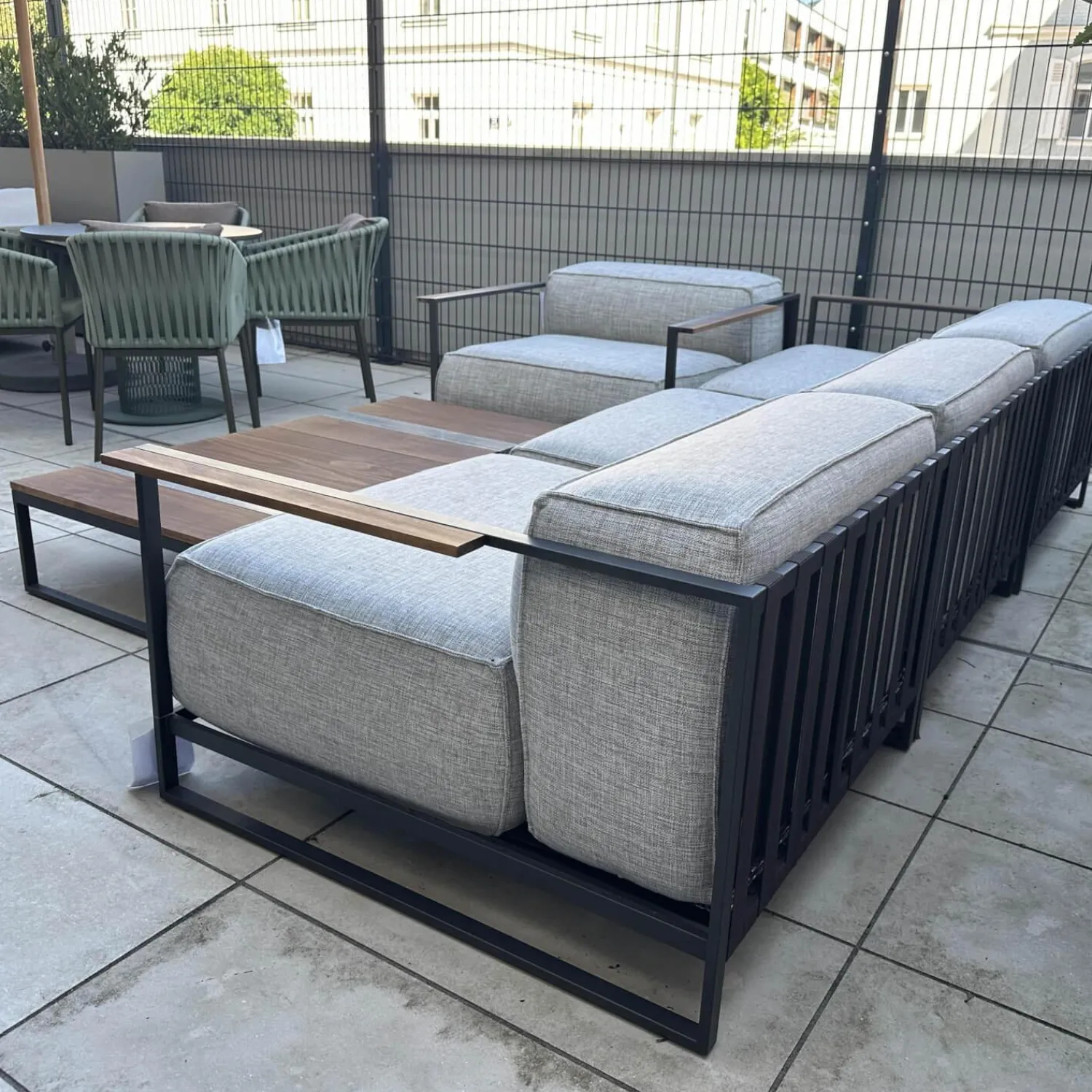 Talenti Loungemöbel|Polstergruppe Casilda Stoff Mokka Grey Grau Gestell Edelstahl Schwarz Pulverbeschichtet