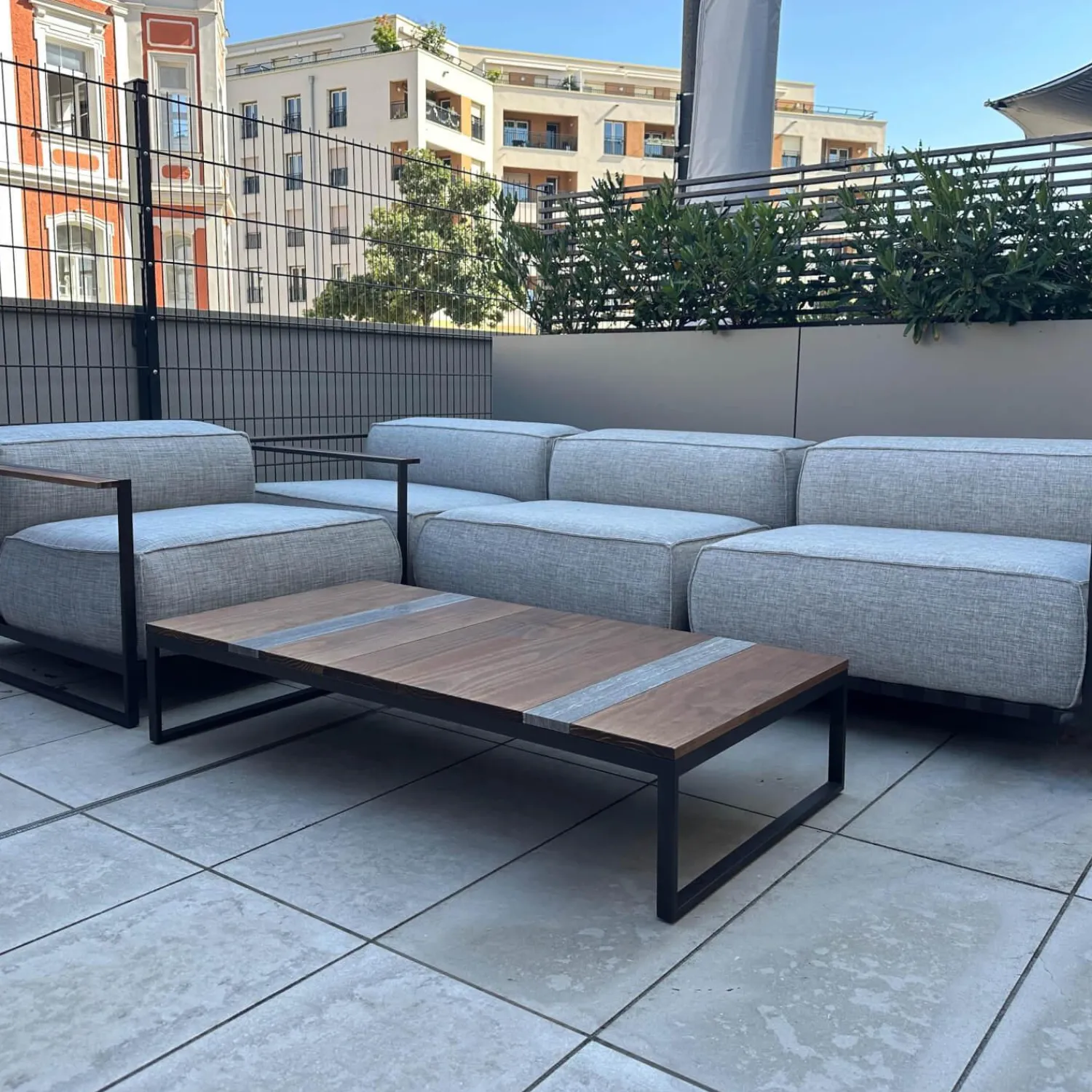 Talenti Loungemöbel|Polstergruppe Casilda Stoff Mokka Grey Grau Gestell Edelstahl Schwarz Pulverbeschichtet