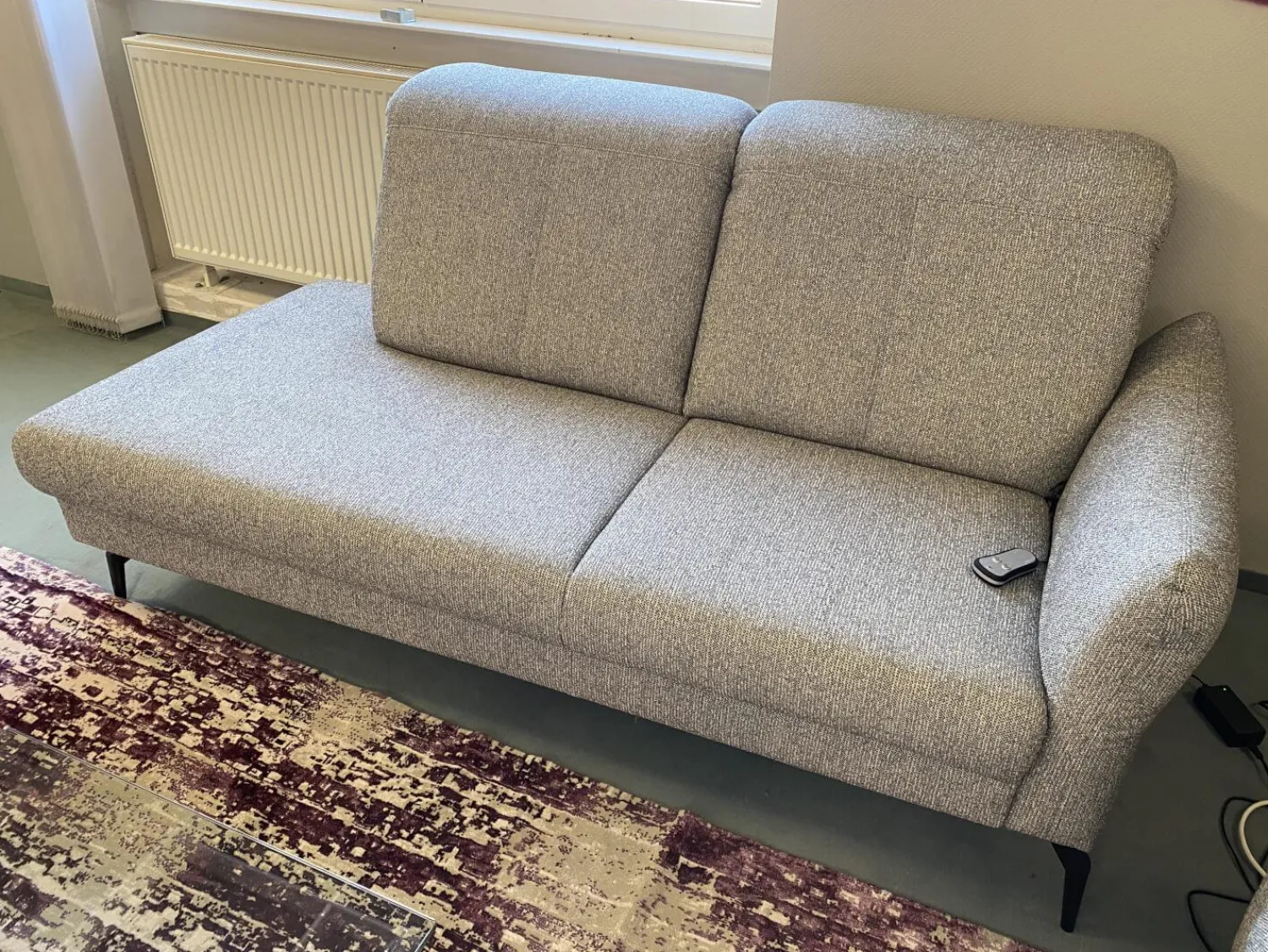 Fischer und Schreiner Polstergruppen|Polstergruppe Chiemsee Stoff Camo Granit Grau Fuß Metall Schwarz Mit Elektrischer Sitztiefenverstellung Und Relaxfunktion