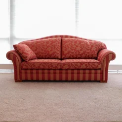 Finkeldei Polstergruppen|Polstergruppe Clara 334 Stoff Rot Beige Gold Füße Kirschbaum Lackiert