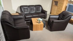 Gruber Polstergruppen|Polstergruppe Cora Leder Casay 78 Mocca Schwarz 3-2-1