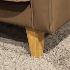 DFM Polstergruppen|Polstergruppe Elian 3er-Set Leder W11 Farbe Chocolate Füße Eiche Geölt