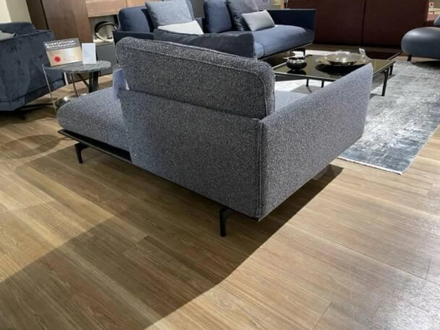 Rolf Benz Polstergruppen|Polstergruppe Liv Smart Stoff 24.415 Graublau 24.144 Schwarzblau Aluminiumgestell Verkehrschwarz mit Couchtisch-Set