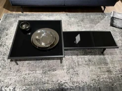 Rolf Benz Polstergruppen|Polstergruppe Liv Smart Stoff 24.415 Graublau 24.144 Schwarzblau Aluminiumgestell Verkehrschwarz mit Couchtisch-Set