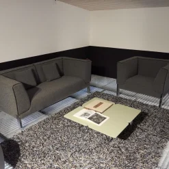 Credo Polstergruppen|Polstergruppe Lobby Stoff 9400 Clip Grau Naht Keder 80293 Rio Anthrazit Füße Vierkant Chrom