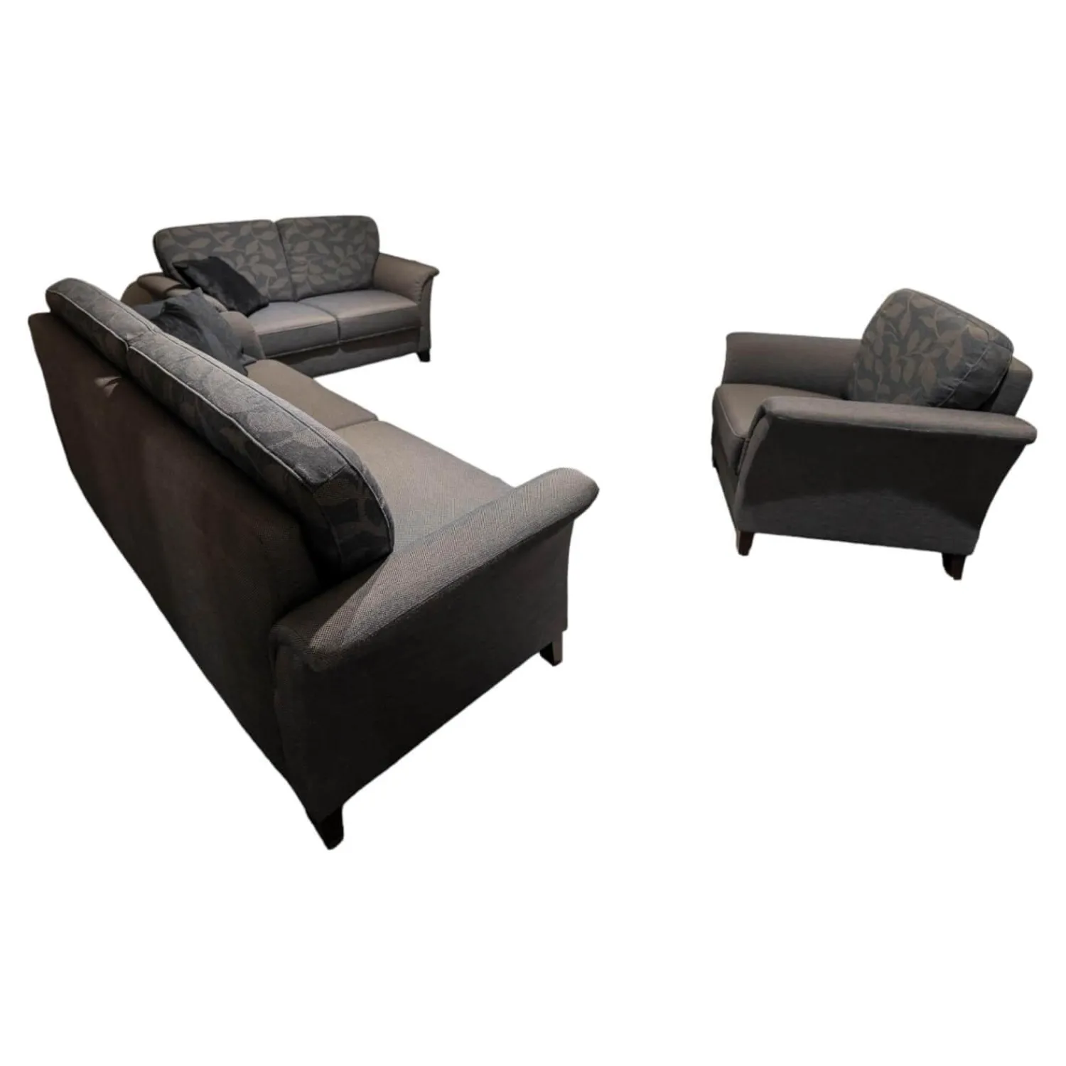 Wemafa Polstergruppen|Polstergruppe Lux Medico 840 Bezug Korpus Stoff 165 30 Grau Rückenkissen 164 30 Grau Holzfuß Buche Wengefarbig Inklusive Sofakissen