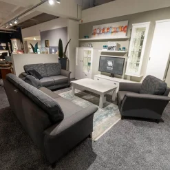 Wemafa Polstergruppen|Polstergruppe Lux Medico 840 Bezug Korpus Stoff 165 30 Grau Rückenkissen 164 30 Grau Holzfuß Buche Wengefarbig Inklusive Sofakissen