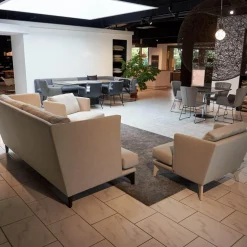 Bielefelder Werkstätten Polstergruppen|Polstergruppe Mit Sofa Und 2 Sesseln Polo Stoff Grau Gestell Esche Wengefarbig