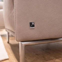 WK Wohnen Polstergruppen|Polstergruppe Navarro Anilin-Dickleder Füße Metallbügel Nickel Satiniert