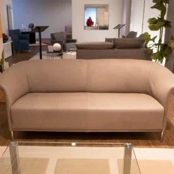 WK Wohnen Polstergruppen|Polstergruppe Navarro Anilin-Dickleder Füße Metallbügel Nickel Satiniert