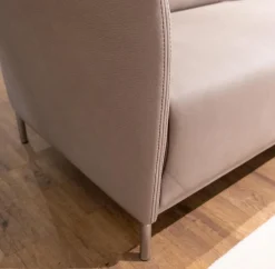 WK Wohnen Polstergruppen|Polstergruppe Navarro Anilin-Dickleder Füße Metallbügel Nickel Satiniert