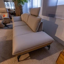 himolla Polstergruppen|Polstergruppe Nova 1378 Bezug Leder 24 Longru Nebel Beige Grau Füße Anthrazit Pulverbeschichtet