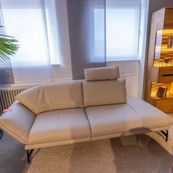 himolla Polstergruppen|Polstergruppe Nova 1378 Bezug Leder 24 Longru Nebel Beige Grau Füße Anthrazit Pulverbeschichtet