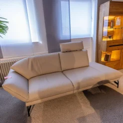 himolla Polstergruppen|Polstergruppe Nova 1378 Bezug Leder 24 Longru Nebel Beige Grau Füße Anthrazit Pulverbeschichtet