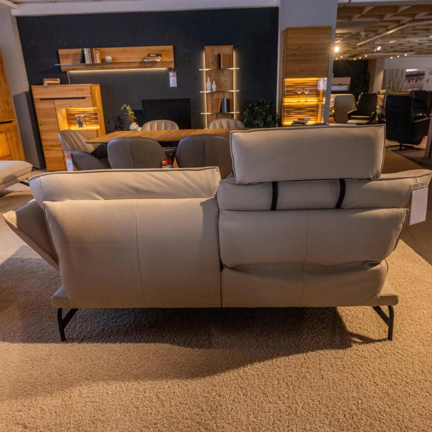 himolla Polstergruppen|Polstergruppe Nova 1378 Bezug Leder 24 Longru Nebel Beige Grau Füße Anthrazit Pulverbeschichtet