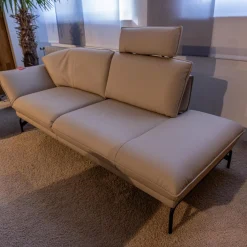 himolla Polstergruppen|Polstergruppe Nova 1378 Bezug Leder 24 Longru Nebel Beige Grau Füße Anthrazit Pulverbeschichtet