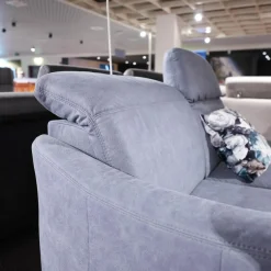 Ponsel Polstergruppen|Polstergruppe Prato Leder 877 02 Grau Blau Fuß F912 Eiche Bianco Inklusive Kissen