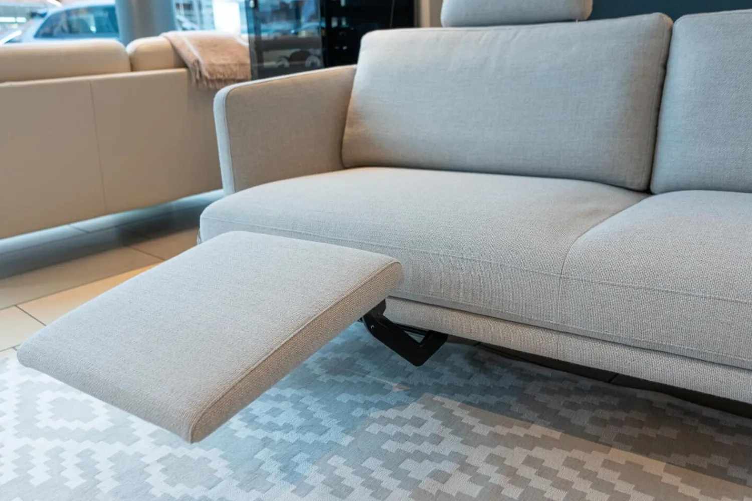 Weibelweibel Polstergruppen|Polstergruppe Sofa Frame Bezug Stoff Danio Seidengrau U3302D Grau Flachstahlfuß Chrom Glanz