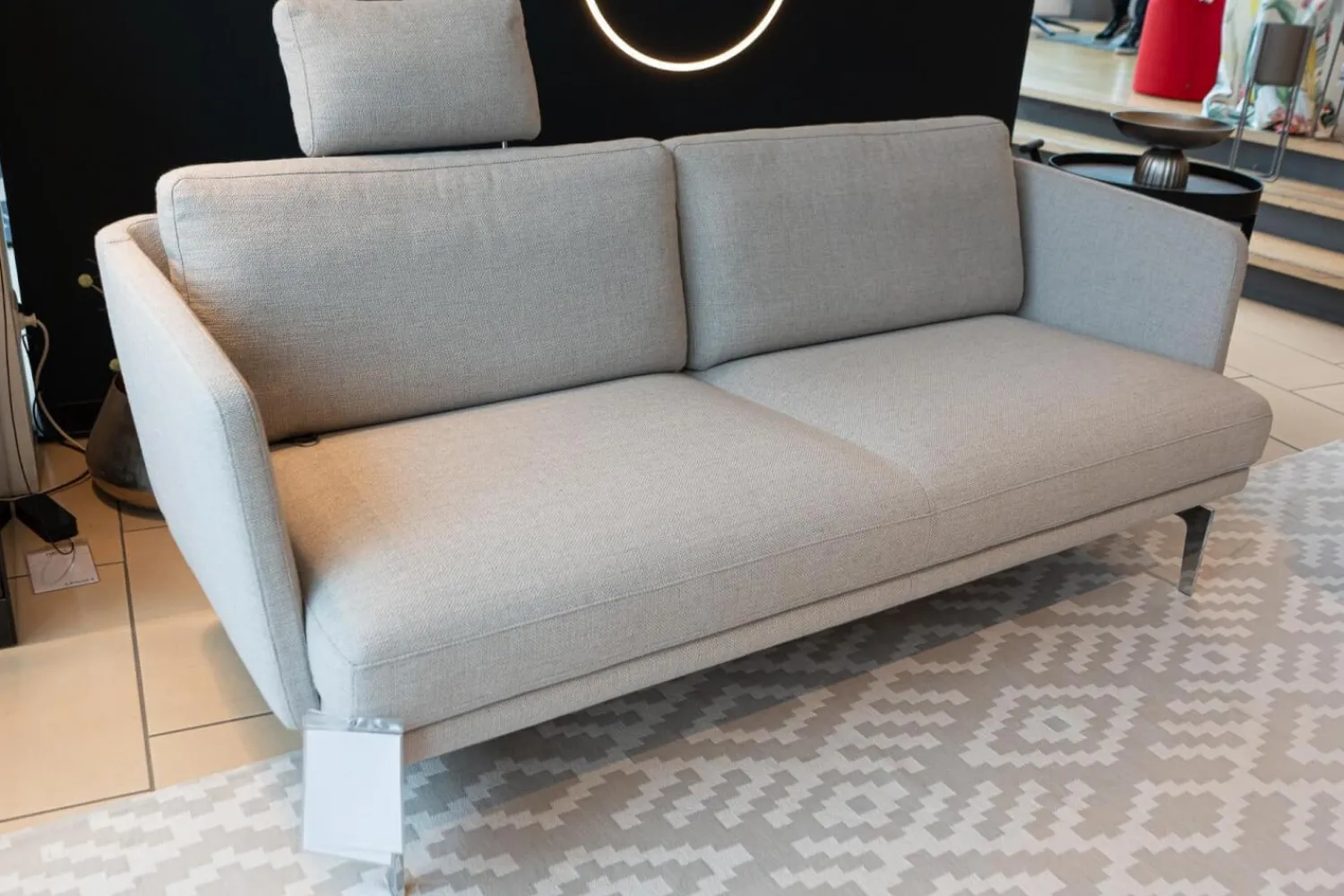 Weibelweibel Polstergruppen|Polstergruppe Sofa Frame Bezug Stoff Danio Seidengrau U3302D Grau Flachstahlfuß Chrom Glanz