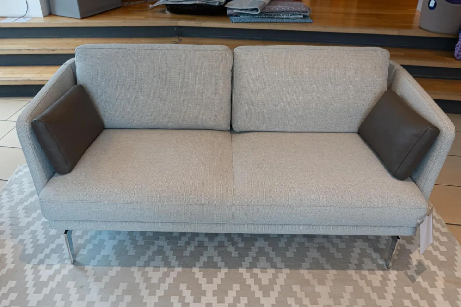 Weibelweibel Polstergruppen|Polstergruppe Sofa Frame Bezug Stoff Danio Seidengrau U3302D Grau Flachstahlfuß Chrom Glanz