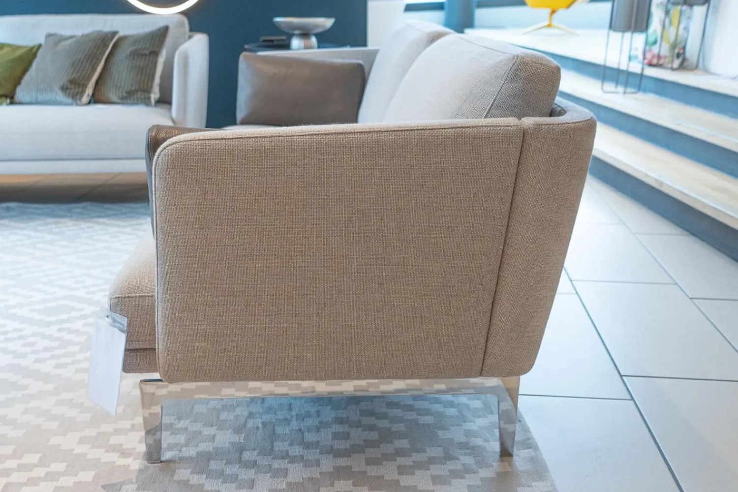 Weibelweibel Polstergruppen|Polstergruppe Sofa Frame Bezug Stoff Danio Seidengrau U3302D Grau Flachstahlfuß Chrom Glanz