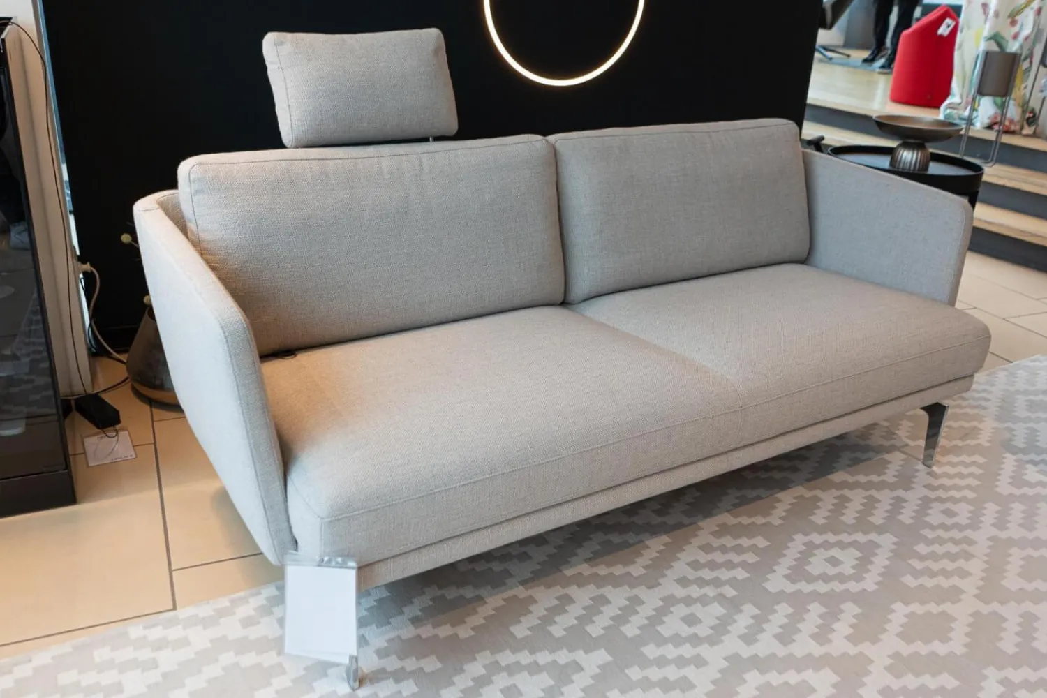 Weibelweibel Polstergruppen|Polstergruppe Sofa Frame Bezug Stoff Danio Seidengrau U3302D Grau Flachstahlfuß Chrom Glanz