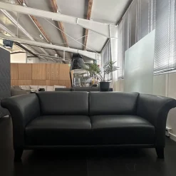 Werther Polstergruppen|Polstergruppe Sofa Prestige Bezug Leder L9999C Grain Schwarz Fuß Holz Schwarz