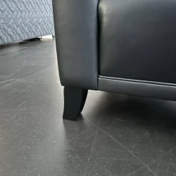 Werther Polstergruppen|Polstergruppe Sofa Prestige Bezug Leder L9999C Grain Schwarz Fuß Holz Schwarz