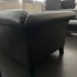 Werther Polstergruppen|Polstergruppe Sofa Prestige Bezug Leder L9999C Grain Schwarz Fuß Holz Schwarz