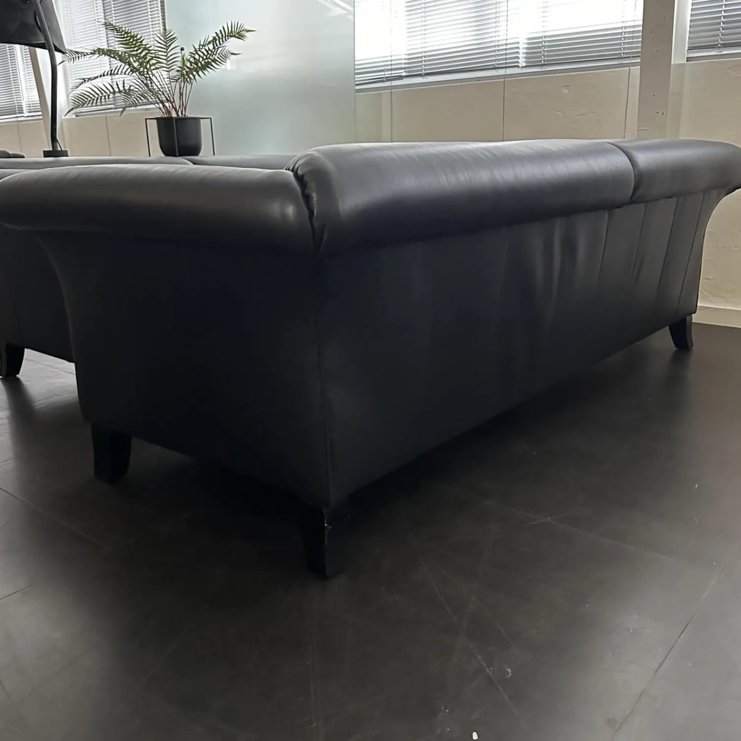 Werther Polstergruppen|Polstergruppe Sofa Prestige Bezug Leder L9999C Grain Schwarz Fuß Holz Schwarz