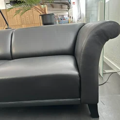 Werther Polstergruppen|Polstergruppe Sofa Prestige Bezug Leder L9999C Grain Schwarz Fuß Holz Schwarz
