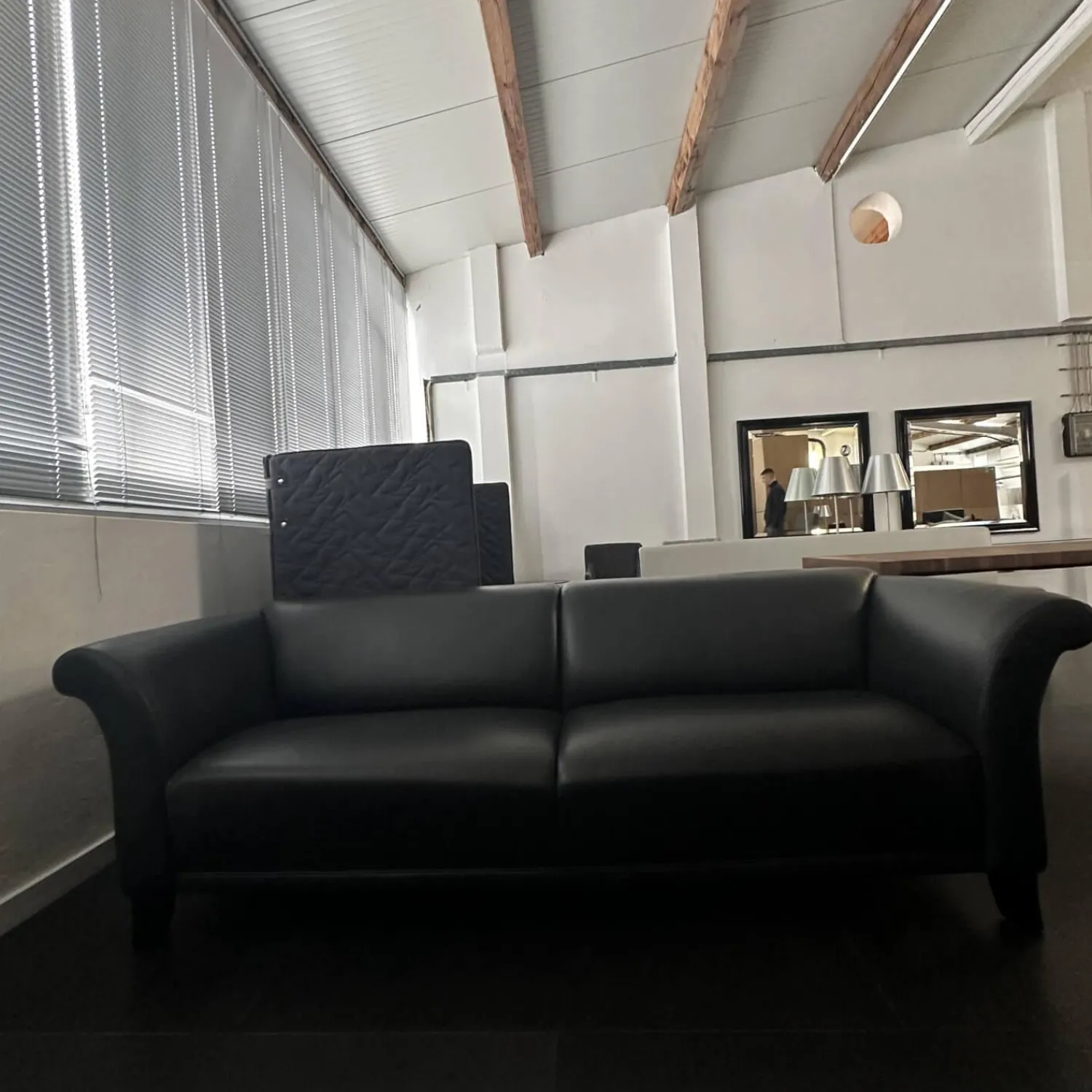 Werther Polstergruppen|Polstergruppe Sofa Prestige Bezug Leder L9999C Grain Schwarz Fuß Holz Schwarz