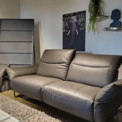 Comfort Republic Polstergruppen|Polstergruppe Victoria Leder Grey PG WR W10 W11 Grau Füße Metallkufe Schwarz Mit Motorischer Relaxfunktion Ohne Couchtisch