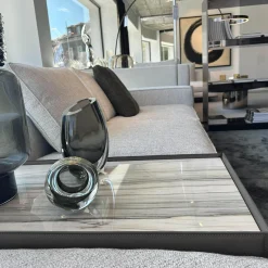 Minotti Wohnlandschaften|Polstergruppe West Stoff Fisher 10 Ghiacciol Grau Inklusive Tischelement Und Kissen