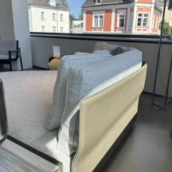 Minotti Wohnlandschaften|Polstergruppe West Stoff Fisher 10 Ghiacciol Grau Inklusive Tischelement Und Kissen