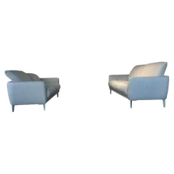 WK Wohnen Polstergruppen|Polstergruppe WK 652 Mit 2 Sofas Stoff JAB Grau PG 3 Fuß Alu Matt Sitze Soft