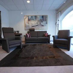 Wemafa Polstergruppen|Polstergruppe York 520 Sofa 2,5 Sitzig, Sessel, Funktionssessel Stoff Bezug Dunkelbraun Melliert 455 080 Funktionssessel Manuell Stufenlos Verstellbar