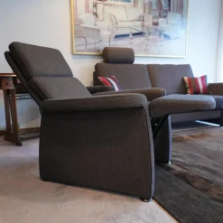 Wemafa Polstergruppen|Polstergruppe York 520 Sofa 2,5 Sitzig, Sessel, Funktionssessel Stoff Bezug Dunkelbraun Melliert 455 080 Funktionssessel Manuell Stufenlos Verstellbar