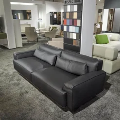 WK Wohnen 2-Sitzer-Sofas|Polstermöbel WK 530 Gracella Leder Cougar Farbe 10 Schwarz Metallfuß Matt Anthrazit Lackiert